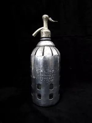 Vintage 1940s Argentina Gajos Seltzer Bottle Glass Metal 1 Liter • $45