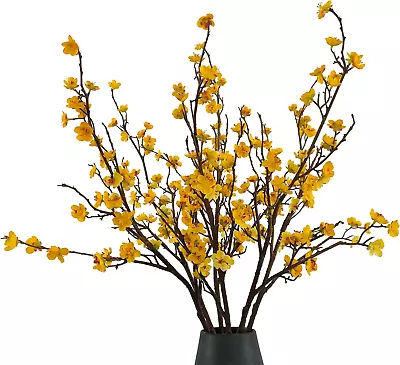 Plum Blossom Flowers Artificial6Pcs Yellow Artificial Cherry Blossom Branches F • $52.01