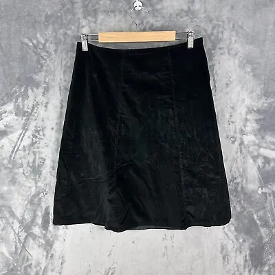 Eddie Bauer Women's Black Velvet A-Line Skirt Lined Knee Length Size 6 • $9.99