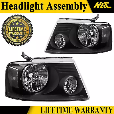 Headlights Assembly For 2004-2008 Ford F-150 F150 Black Housing Clear Lamps Pair • $72.99