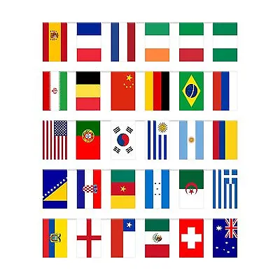 30 International Country Fabric Flag Olympic Sports Day Event Bunting Countries • £8.99