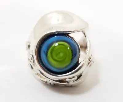 HG Hagit Gorali Israel Size 7.5 Sterling Silver .925 & Blue Glass Ring 10.9g • $50.95