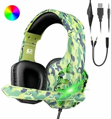 AU 3.5mm Gaming Headset With Mic Volume Control LED Headphones For PC PS4 Xbox 1 • $30.99