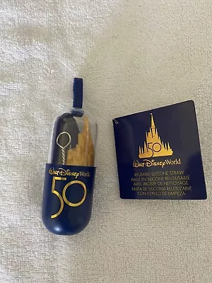 Walt Disney World Parks 50th Anniversary Castle Reusable Silicone Straw & Brush  • £10