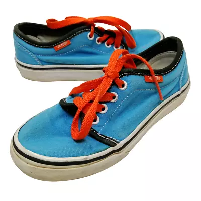 Kids VANS Trainers UK Size 11 Eu28 Sneakers Blue Orange Canvas Low Top Lace Up • £14