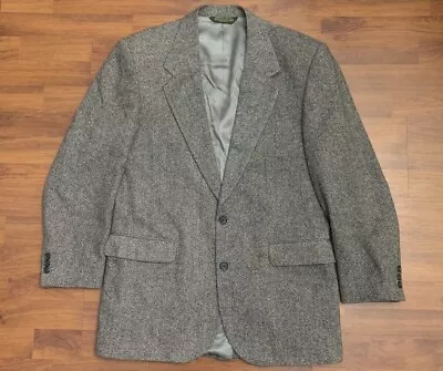 VINTAGE American HERRINGBONE TWEED Blazer Sports Coat Lambs Wool Suit Size 40 R • $48.99