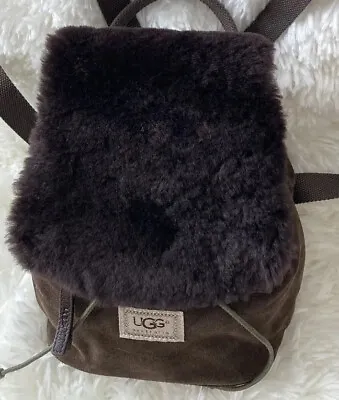 UGG Mini Backpack Shearling And Leather Suede Drawstring Brown Bag • $65