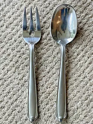 MIKASA Stainless CLASSICO W/ SATIN HANDLE  1 Serving Spoon 1 Serving Fork - NICE • $8.99