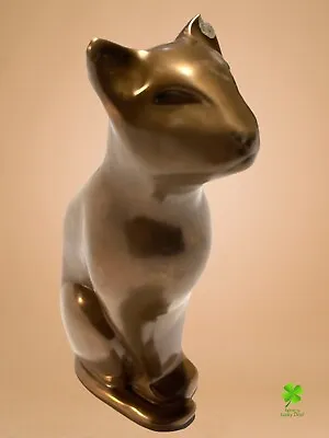 $16.99 • Buy Cat “Edward Dewitt” Figurine 7.5  1960’s Siamese Cat Sculpture READ Gold Color