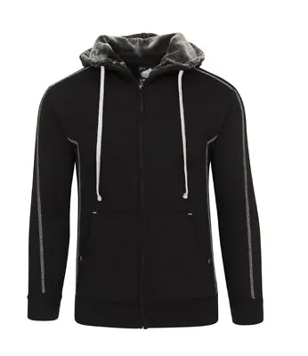 Zip Up Hoody Large ORN Hoodie 1285 Black Luxury & Warmth With Faux-fur Lining • £35.99