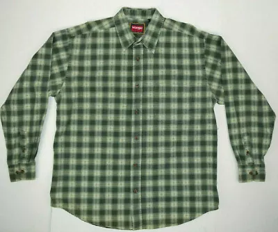 Wrangler Plaid Shirt VTG 80s 90s Little Box Green Shadow Plaid Shirt L Grunge • $47.48