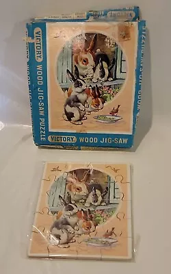 Vintage Victory Wood Jig-Saw Puzzle 20 Pieces Made In England Rabbits • $19.99