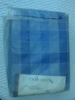 B&Q Blue  Darcy Check  Lined Pencil Pleat Curtains 90 X 90 • £34.99