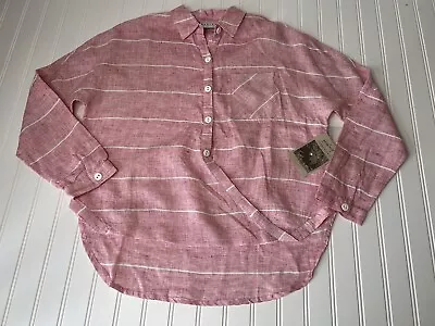 Habitat Clothes To Live In Top Womens Linen Small Twist Front Shirt NEW • $33.99