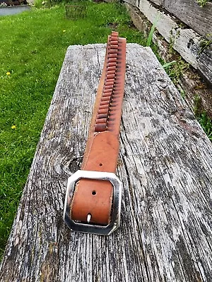 Vintage Brown Leather Ammo Belt • $25