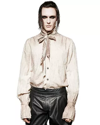 Punk Rave Mens Steampunk Poet Shirt Top White Gothic VTG Victorian + Scarf Tie • £59.99