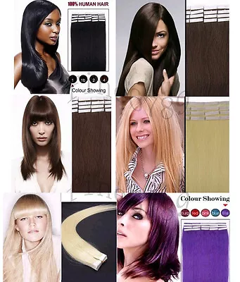 New 16 -26  Tape In Skin Weft Remy Real Human Hair Extensions 20pcs 25g-70g • $18.20