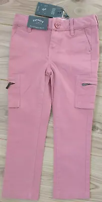 Fat Face Brushed Pink Adjustable Waist Cargo Combat Zip Cotton Trousers Age 4 • £12