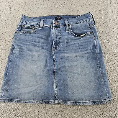 J Crew Denim Mini Skirt Womens 4 Blue Stretch Denim Business Casual Zip Fly • $10.39