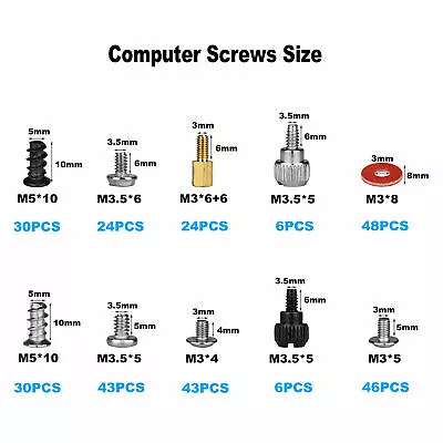 300pcs Computer Screws Standoffs Set Kit For PC Hard Drive Motherboard Case Fan • $13.52