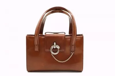 Cartier Panthere Tote Hand Bag Box Type WB Chain Ring Patent Leather Brown 8033h • $189