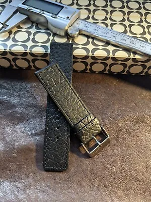 22mm Kahuna Black Textured Replacement Watch Strap Genuine Leather   • £8.99