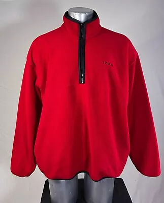 Vintage IZOD Mens Fleece Half Zip Sweater Size XL Red Turtle Neck Long Sleeve • $16.99