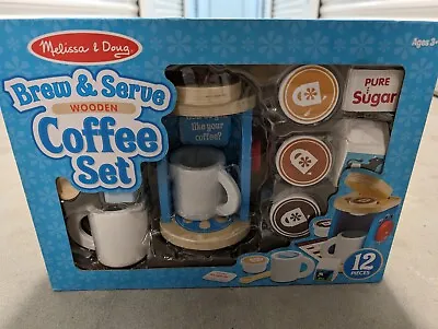 Melissa & Doug Brew And Serve Wooden Coffee Maker Set - Play Kitchen Accessories • $14.95