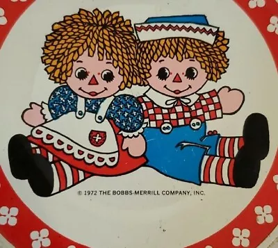 VTG Raggedy Ann & Andy 1972 Metal Tin Plates 4 Toy Dishes • $15