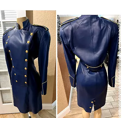 VTG Michael Hoban For North Beach Leather  Blue Military Style Dress M Details • $749