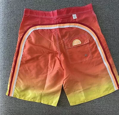 NWOT!Sundek Size 32 Orange Sunset Rainbow Beach Swim Nylon Shorts Trunks Pocket • $50