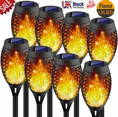£8.34 • Buy 4/8Pcs Solar Flickering Flame Effect Torch Lights Outdoor Garden LED Stake Lamp