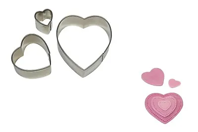 Heart Cutter Stainless Steel 3 Set Pme Cake Decorating Sugar Crafting Baking ! • £3.99