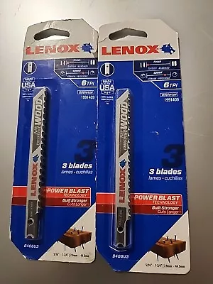 6 Lenox 1991409 Nail Embedded Wood Cut U-Shank Jig Saw Blades 6 TPI 4  2pks Of 3 • $10.99