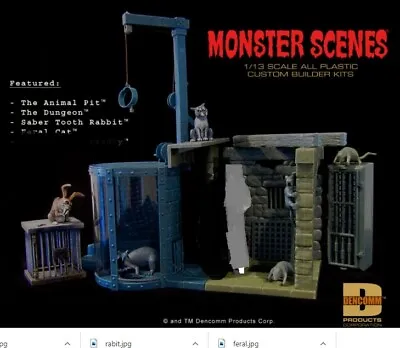 4 Monster Scenes Model Kits : Saber Rabbit  Feral Cat The Dungeon Animal Pit • $99