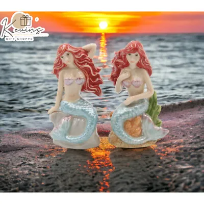 Hand Painted Ceramic Mermaid Salt And Pepper Shakers Kitchen Ornament Gift Idea • $20.35