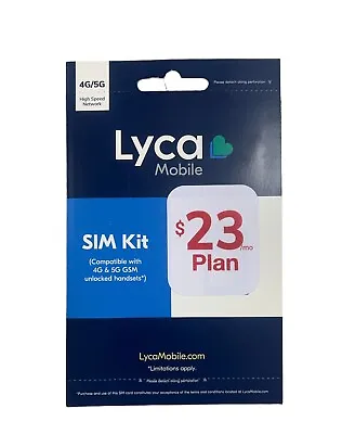 Lycamobile Prepaid $23 Plan Preloaded Sim Card Unlimited Call & Text 4G/5G New • $16.99