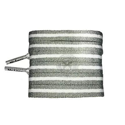 Mr Lacy Stripies - Grey & White Striped Shoelaces  (130cm Length | 10mm Width) • £5.49