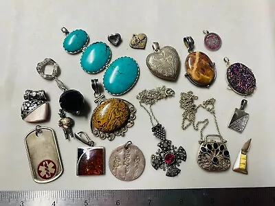 Collection Lot Vintage Sterling Silver Pendants.. Many Decorations - G2 • $9.99