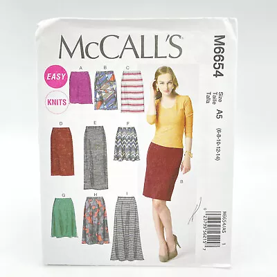 McCalls 6654 Loose Or Fitted Skirts In 7 Lengths Size 6 14 Pattern Easy  • $8.99