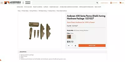 Andersen 1521027 Hardware Pack Perma-Shield ® Improved/E-Z Awning Windows 1999 - • $14.95