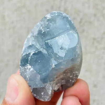 78g  Natural Sky Blue Celestite Egg Geode Crystal Quartz Reiki Healing • $2