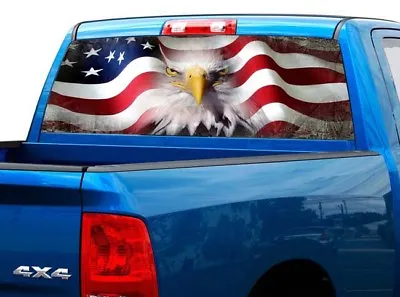 $44.98 • Buy P423 Flag Eagle Camo Rear Window Tint Graphic Decal Wrap Back Pickup Graphics