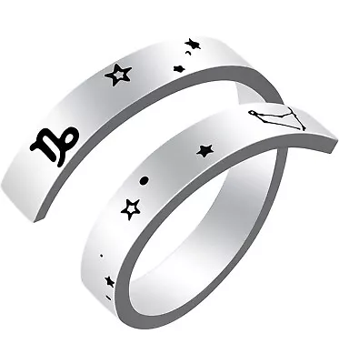 Capricorn Ring For Women Men 12 Horoscope Astrology Statement Zodiac Engraving • £4.99