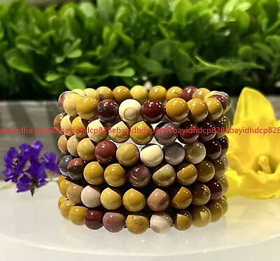 Wholesale Lot 6 Pcs Natural Mookaite 6/8mm 7.5” Crystal Healing Stretch Bracelet • $16.88