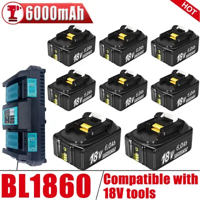 BL1860 For Makita 18V 6.0Ah Lithium Ion LXT BL1830 BL1850 Battery/DC18RF Charger • $47.49