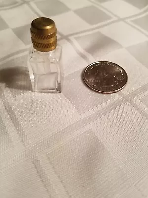 Dollhouse Miniature  GLASS PERFUME BOTTLE WITH DABBER & BRASS LID • $12.99
