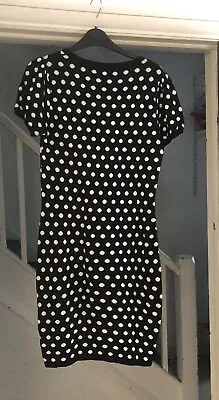 Max C London Brand Knitted  Sweater Dress Black And White Spotted Size 12 • £5