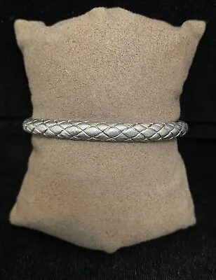 .925 Silver Vintage Michael Dawkins Hinged Bracelet With Criss Cross Pattern • $95