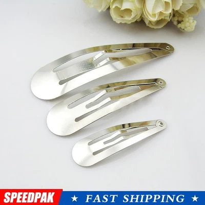 £3.07 • Buy 50pcs/lot Silver Metal Snap Prong Hair Clips For Hair DIY Craft Bow